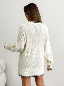 Bóhologie Men Cable Knit Pattern Crew Neck Regular Sweater - Beige - View 3