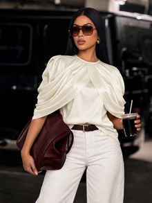 SOLERSUN Vintage Cream White Women's Jacket, Lace Trim Lightweight, Elegant Office Party Brunch Casual Two-Way Outerwear For Early Summer - Apricot - View 5