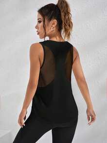 SHEIN Sports 几何印花裹背运动背心working Tank Top - 黑色 - 查看 2