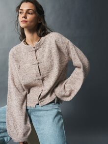 Bohemela Women's Casual Frog Button Cardigan, Autumn/Winter - Khaki - View 4