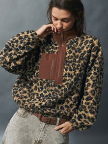 Bohemela 女款豹紋休閒百搭日常穿著長袖運動衫 - 彩色 - 查看 5
