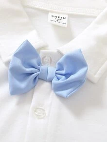 Setelan Jas Anak Laki-Laki, Setelan Tradisional Musim Gugur untuk Pernikahan, Ulang Tahun, dan Pengiring Pengantin Pria, Jaket Berkerah Lekukan, Rompi Biru Muda, Kemeja, Celana Pita Biru Putih - Biru - View 7