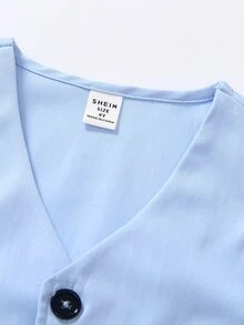 Setelan Jas Anak Laki-Laki, Setelan Tradisional Musim Gugur untuk Pernikahan, Ulang Tahun, dan Pengiring Pengantin Pria, Jaket Berkerah Lekukan, Rompi Biru Muda, Kemeja, Celana Pita Biru Putih - Biru - View 6