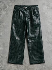 ROMWE MEN Casual بنطلون رجالي فضفاض منسوج من البولي يوريثان مع إبزيم بتصميم طليعي - متعدد الألوان - مشاهدة 7