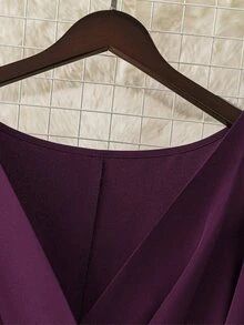 Rometta Exquisite & Elegant  Plus Size Solid Color Cross Wrap Belt Waist Elegant Dress, Suitable For Summer - Purple - View 7