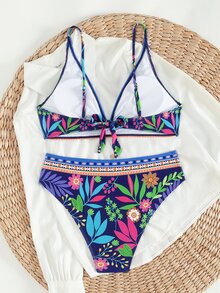 Fembélia 夏季海滩女士植物印花比基尼套装狂欢节 - 彩色 - 查看 6