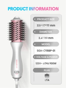 SHEGLAM HAIR Cool Shield Blowout Brush Pro,2.8"/72mm Hot & Cool Air Blow Dryer Brush,Hot-Air Styler,Cool Shield Tech,33000 Rpm,Cool Air Sets Styles Reduced Frizziness,3 Temps & Speeds,360° Swivel Cord For All Lengths & Textures - Silver - View 13
