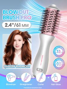 SHEGLAM HAIR Cool Shield Blowout Brush Pro,2.8"/72mm Hot & Cool Air Blow Dryer Brush,Hot-Air Styler,Cool Shield Tech,33000 Rpm,Cool Air Sets Styles Reduced Frizziness,3 Temps & Speeds,360° Swivel Cord For All Lengths & Textures - Silver - View 1