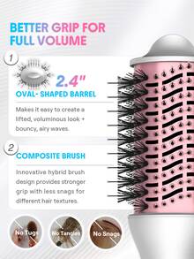 SHEGLAM HAIR Cool Shield Blowout Brush Pro,2.8"/72mm Hot & Cool Air Blow Dryer Brush,Hot-Air Styler,Cool Shield Tech,33000 Rpm,Cool Air Sets Styles Reduced Frizziness,3 Temps & Speeds,360° Swivel Cord For All Lengths & Textures - Silver - View 8
