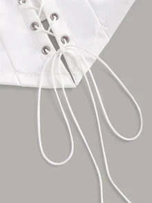 SHEIN ICON Top Blanco De Cuello Halter Con Cordones En La Parte Delantera - Blanco - Ver 6