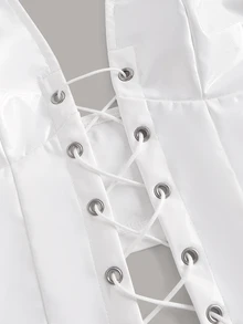 SHEIN ICON Top Blanco De Cuello Halter Con Cordones En La Parte Delantera - Blanco - Ver 5