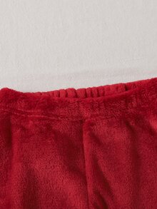 SHEIN Playful Pals 2件組男嬰可愛米色紅色馴鹿刺繡長袖圓領抓絨針織羅紋運動衫褲套裝，聖誕節冬季秋季休閒毛衣 - 紅白色 - 查看 8