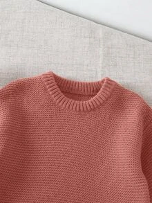Young Girls Sweater Co-Ords, Knitted Long Sleeve Sweater And Knitted Wide Leg Pants, Suitable For Autumn/Winter - Pink - View 7