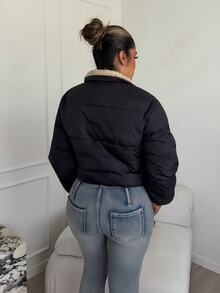 Maria Perezxox 秋冬双面拉链连帽棉服大衣 - 黑色 - 查看 2