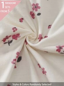 SHEIN 5件組隨機1件新生女嬰連身衣套裝 白色深紫色粉色黑色 秋冬款 柔軟舒適薄款 精緻可愛花卉滿版印花 休閒簡約 拉鍊長袖連腳連身衣家居服 - 彩色 - 查看 6