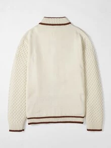 Manfinity Homme Men's Colorblock Casual Versatile Daily Wear Cardigan - Apricot - View 2