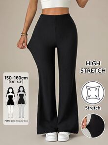 SHEIN PETITE Women's Casual Black Trousers With Pockets, - Black - View 11