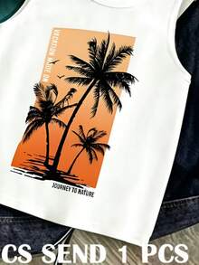 SHEIN RANDOM 3 件上衣隨機發送 1 件 男童新款時尚舒適陽光沙灘夏季度假運動背心，春夏風格，適合日常穿著 - 彩色 - 查看 4