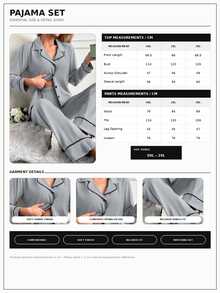 SHEIN Cottnline Plus Size Classic Button Front Pajama Set – Soft Long Sleeve Top & Comfy Straight Leg Pants Loungewear - Light Grey - View 6