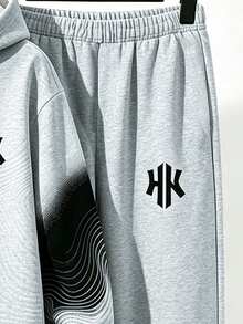 Tween Boys Casual Comfortable Fashion Minimalist Personalized Line Colorblock Print Pattern Contrast Color Casual Style Autumn/Winter Hooded Sweatshirt Set Suitable For Outings And Sports - Multicolor - View 6