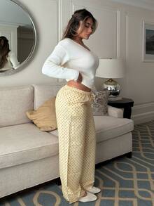 Maria Perezxox Yellow Polka Dot Woven Women's Casual Pants - Yellow - View 3
