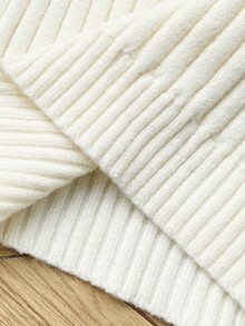 Girls' Autumn/Winter Fashion Five-Point Star Pattern Jacquard Khaki Knit Sweater Long Sleeve Top - White - View 5