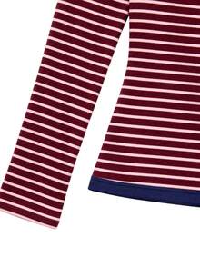 Nöista Atasan Off Shoulder Bergaris Burgundy Lengan Panjang. Musim Gugur/Musim Dingin, Acara Malam, Padu Padan, Pergi Keluar. - Red Violet - View 9