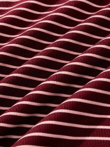 Nöista Atasan Off Shoulder Bergaris Burgundy Lengan Panjang. Musim Gugur/Musim Dingin, Acara Malam, Padu Padan, Pergi Keluar. - Red Violet - View 11