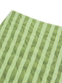 Nöista Womenswear Stripped Mini Skirt, In Combination Of Green Strippes And Contrast Hem In Burgundy,Perfect For Fall Winter,Going Out,Elevate The Outfits - Green - View 10
