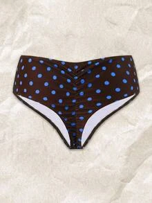 Oceva 女款棕色與藍色波點三角比基尼泳褲，適合夏季度假與海灘派對，性感 - 寶藍色 - 查看 2