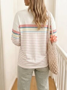 SHEIN LUNE Plus Size Women's Casual Versatile Daily Long Sleeve T-Shirt - Multicolor - View 2