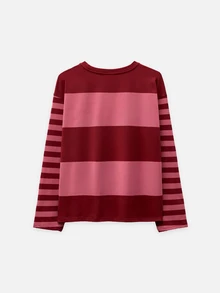 Nöista Color Block Striped T Shirt. Fall Winter, Casual, College, Back To School, Everyday. - Red - View 9