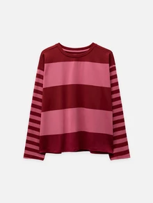 Nöista Color Block Striped T Shirt. Fall Winter, Casual, College, Back To School, Everyday. - Red - View 8