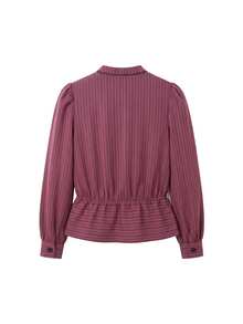 Nöista Kemeja Bergaris Burgundy Pas Badan dengan Rumbai. Gaya Retro, Kencan, Makan Malam, Jalan-jalan, Musim Gugur dan Musim Dingin. - Burgundy - View 8