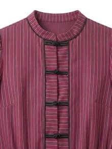 Nöista Kemeja Bergaris Burgundy Pas Badan dengan Rumbai. Gaya Retro, Kencan, Makan Malam, Jalan-jalan, Musim Gugur dan Musim Dingin. - Burgundy - View 10