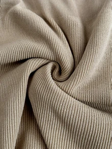 EMERY ROSE Gaun Sweater Lipit Elegan Gaya Jalanan Wanita untuk Liburan, Brunch, Warna Khaki, Musim Gugur - Aprikot - View 3