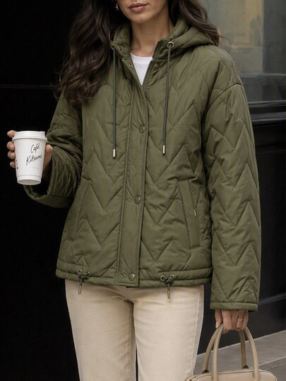 RueChic Women, Autumn, Winter, Regular Length, Regular Fit, Quilted, Khaki, Casual, Travel Friendly, Comfortable, Khaki Scallop-Quilted Hooded Jacket, Khaki Sculpted-Quilt Puffer With Hood, Scallop-Pattern Quilted Khaki Parka, Khaki Hooded Quilted Jacket With Drawstring Hem, Relaxed-Fit Khaki Quilted Coat, Lightweight Insulated Khaki Quilt Jacket, Women's Khaki Scallop-Quilt Outerwear, Neutral-Tone Khaki Hooded Puffer, Casual-Chic Khaki Quilted Jacket, Y2k