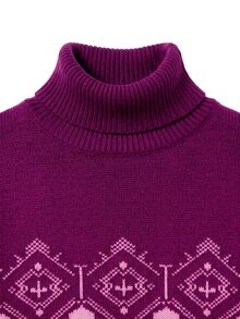 Nöista High Neck Knit Sweater With Front And Back Motifs. Fall Winter, Weekends, Cozy, Going Out. - Pink - View 10