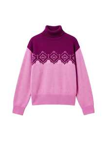 Nöista High Neck Knit Sweater With Front And Back Motifs. Fall Winter, Weekends, Cozy, Going Out. - Pink - View 8