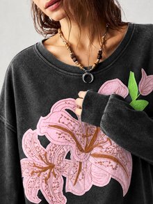 Bohemela 休閒復古 70 年代純色針織長袖水洗女款運動衫，日常旅行穿搭，粉色與灰色，秋季 - 黑色 - 查看 1