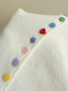Autumina Cardigan Wanita Polos Leher V Kasual Serbaguna untuk Sehari-hari - Putih - View 7