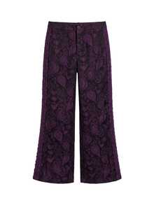 Nöista Celana Panjang Wanita Jacquard Kasual Serbaguna untuk Pemakaian Harian - Purple - View 8