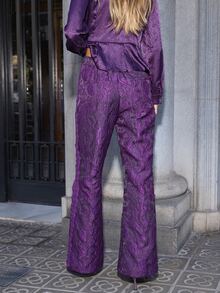 Nöista Celana Panjang Wanita Jacquard Kasual Serbaguna untuk Pemakaian Harian - Purple - View 4