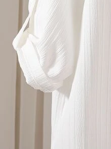 SHEIN Casuvi Kids 年轻男孩休闲纯色纹理短袖 Polo 衫 - 白色 - 查看 7