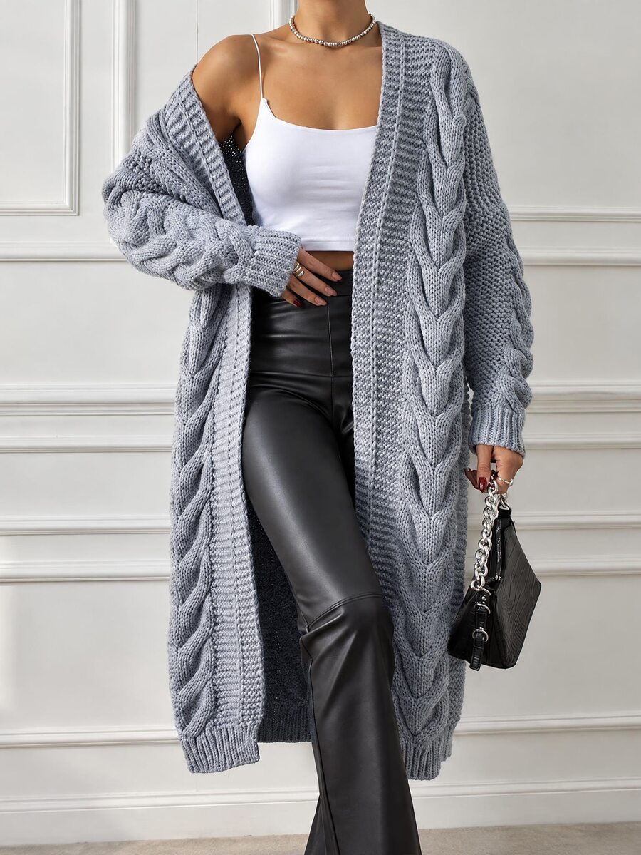 EURMUSE Women's Cable Knit Long Cardigan