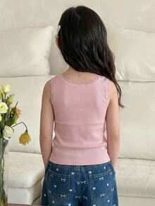 DAZY Young Girls Fitted 3 Pieces Set With Bow Decor Tank Top, Autumn Summer - Multicolor - View 9