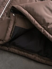 PAVTROS Men's Autumn/Winter Zipper Brown Padded Coat - Coffee Brown - View 5