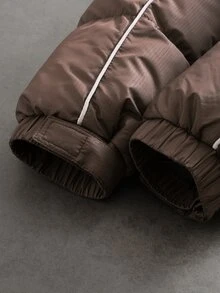 PAVTROS Men's Autumn/Winter Zipper Brown Padded Coat - Coffee Brown - View 8