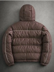 PAVTROS Men's Autumn/Winter Zipper Brown Padded Coat - Coffee Brown - View 2