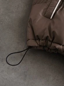 PAVTROS Men's Autumn/Winter Zipper Brown Padded Coat - Coffee Brown - View 6